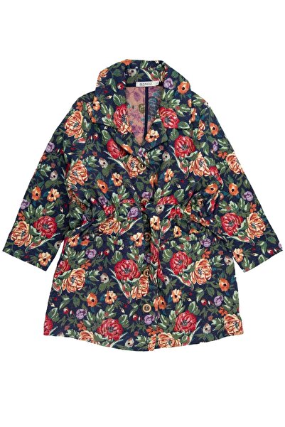 Ozmoz By Mukadder Özden Jacquard Floral Winter Girls' Long Coat