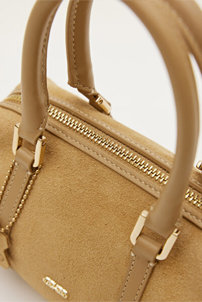 OGGO Suvea Nude Suede Genuine Leather Crossbody Bag