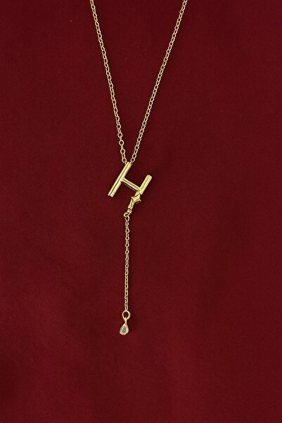 lotusbybuket VIP Çelik Gold H harfli Y Dekolte Kolye