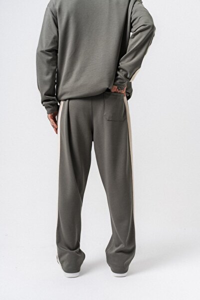 Respire Men's Stripe Detailed Modal Baggy Sweatpants Khaki