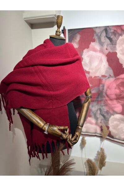 Merwiss شال كتف ناعم الملمس - لون أحمر داكن