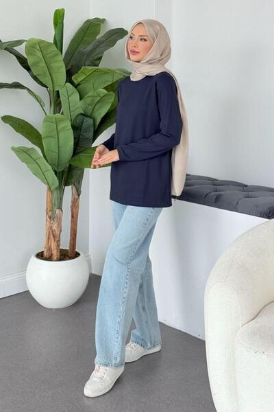 Şulemoda Giyim Βαμβακερό μακρυμάνικο εσώρουχο σε μπλε ναυτικό