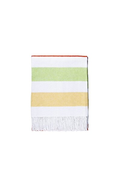 Valentini Bianco Cotton and Wool Blanket, Size 140x200cm, London Aqua