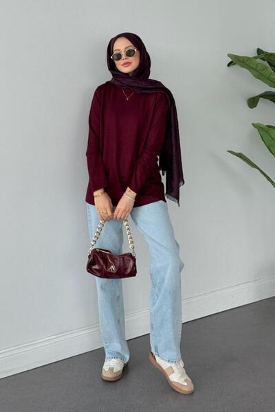 Şulemoda Giyim Βαμβακερό μακρυμάνικο εσώρουχο μπορντό