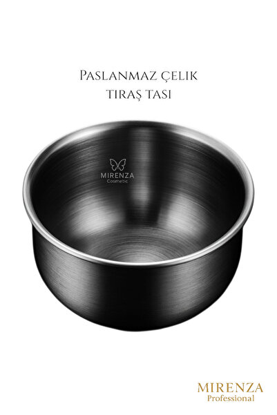 mirenza cosmetic Paslanmaz Çelik Dayanıklı Profesyonel Sakal Tıraş Tası Köpük...