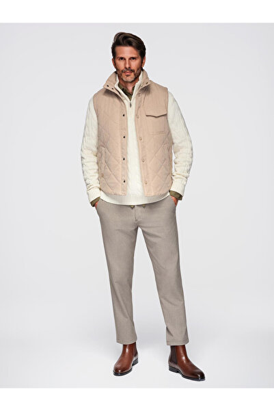 OMBRE Men's Piqué Vest with Peach Effect - beige v1 OM-JAVJ-0277