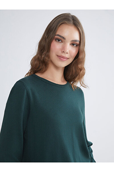 LC Waikiki Lcw Grace Green Crew Neck Self Patterned Women's Knitwear Sweater