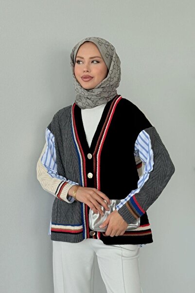 Şulemoda Giyim Ester Shirted Knitwear Jacket Black