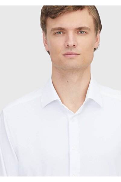 Ramsey White Plain Regular Fit Woven Classic Shirt