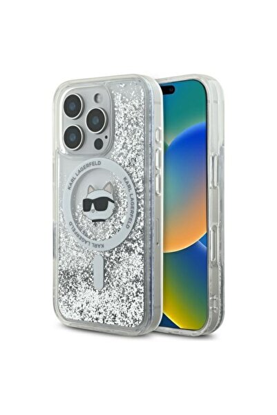 Karl Lagerfeld Case for IPhone 16 Pro, Liquid Glitter MagSafe Case - Transparent