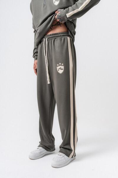 Respire Ανδρικό παντελόνι με λεπτομέρεια ριγέ Modal Baggy Khaki