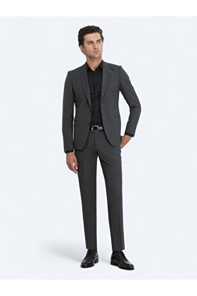 Kip Anthracite Straight Modern Fit Wool Blended Suit
