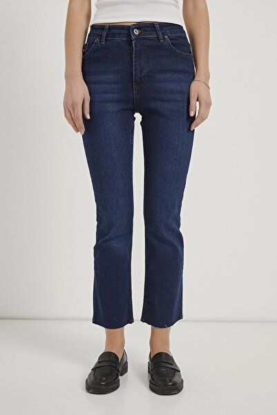 Arma Life Women's Cropped Fit Stretchy Navy Blue Jeans