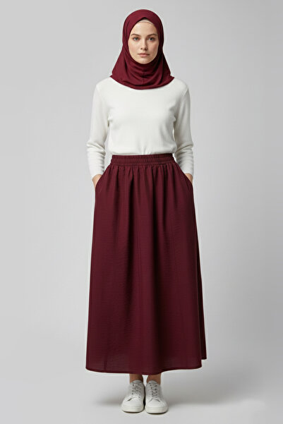 TWINTICKS تنورة طويلة منسوجة للنساء المحجبات، تصميم مريح مع جيوب، مناسبة للمن...