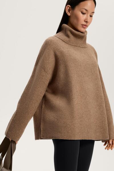 Oysho Oversize soft knit polo neck jumper