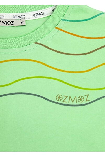 Ozmoz By Mukadder Özden Organic Green Printed Summer Girl's T-Shirt