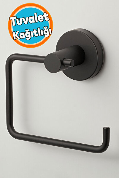 NZB Kapaksız WC Kağıt Aparatı Vidalı Siyah Paslanmaz Metal Duvar Tipi Tuvalet...