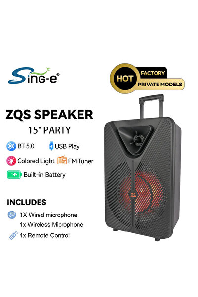 singe Party Speaker With Wireless Mic Powerful Sound Built-in DJ Lights LED Display Multimedia Portable