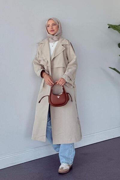 Şulemoda Giyim İkra Rüzgarlı Trençkot Bej