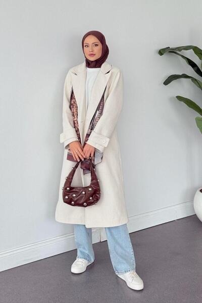 Şulemoda Giyim معطف كريمي اللون من Paye بتصميم أكمام واسعة