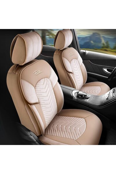 RO GROUP Set huse scaun auto premium Panda Dubai, bej, 11 piese