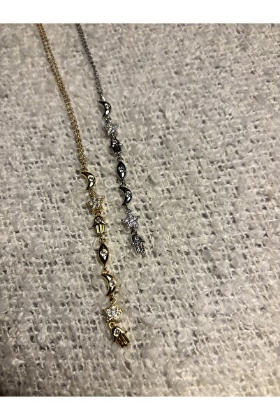 Xui Manifest Y Kolye Trend Model Vip Taş Detaylı Sallantılı Charmlı Y Kolye/ Gümüş Renk