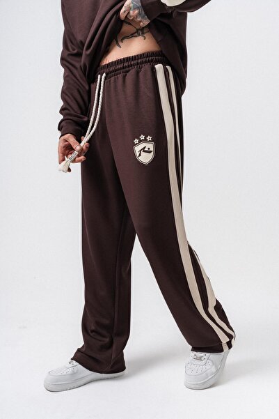 Respire Men's Stripe Detailed Modal Baggy Sweatpants Brown