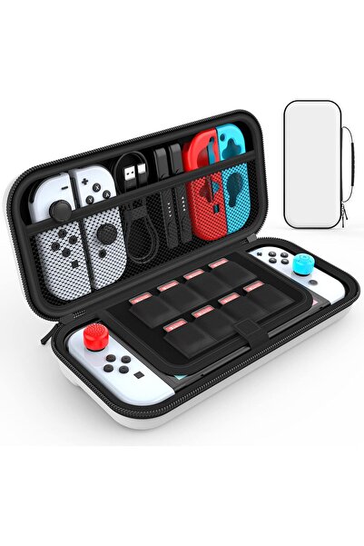 Other Hi Stop Hard Travel Carry Case Compatible with Nintendo Switch & Switch OLED - White