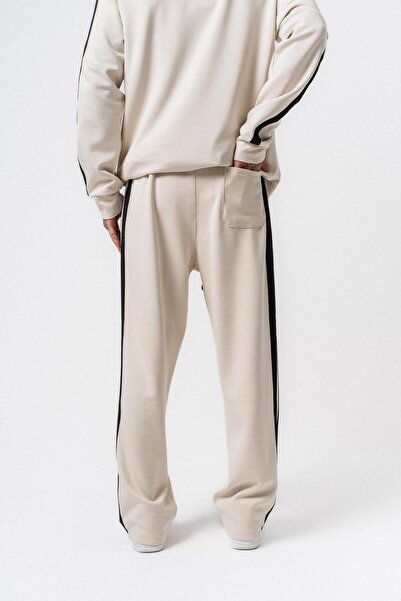 Respire Men's Stripe Detailed Modal Baggy Sweatpants Ecru