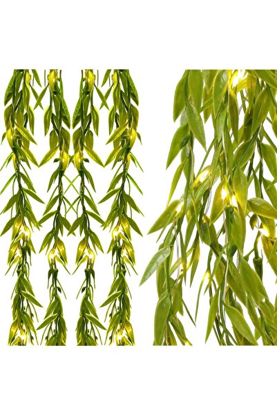 SERSIMO Artificial leaf curtain light garland, 285x105cm, 200 LEDs, warm white