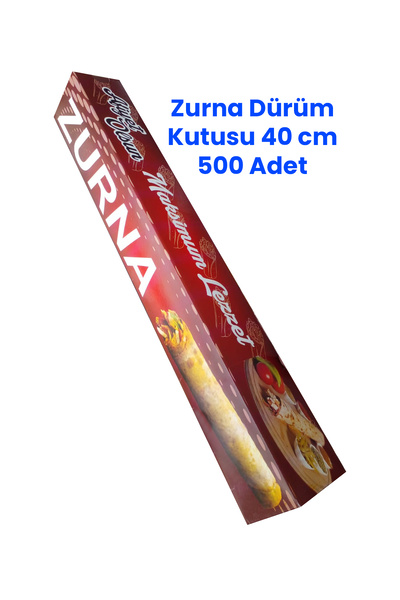 Balkan 40cm 500 Adet Zurna Dürüm Kutusu Tavuk Dürüm Kutusu 5x5x40cm Krome Karton Baskılı Kutu
