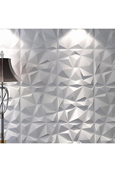 Renkli Duvarlar Beyaz 3D Abs Geometrik Desenli PVC Dayanıklı Duvar Paneli 50c...