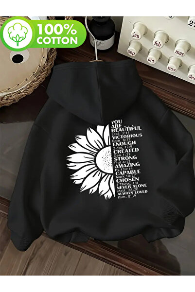 DİVİN -Women's Floral Print Sweatshirt, 3-Thread Quality Fabric, Oversized Cut