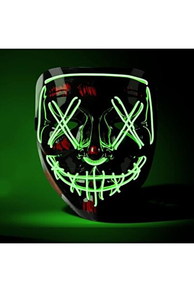 zola Μάσκα LED για το Halloween, μαύρη με πράσινα LED, πλαστική, τηλεχειριστήριο, 21 x 17 εκ.