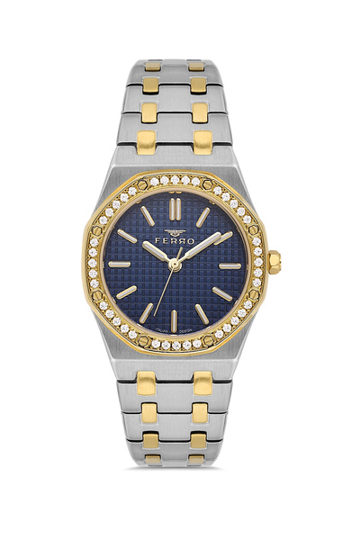 FERRO Yellow and Silver Steel Cord Women's Wristwatch Fl43029A-D3 3Atm Waterproof 2 Year Warranty