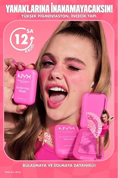 NYX Professional Makeup Buttermelt Blush Kremsi Pembe Pudra Allık 04 & Lash Sensational Maskara Mini