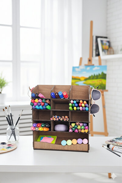 Simux منظم خشبي لسطح المكتب من ويف 13 - حامل أقلام - منظم متعدد الأغراض للمجو...