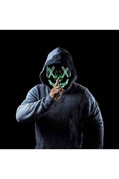 zola Μάσκα LED για το Halloween, μαύρη με πράσινα LED, πλαστική, τηλεχειριστήριο, 21 x 17 εκ.