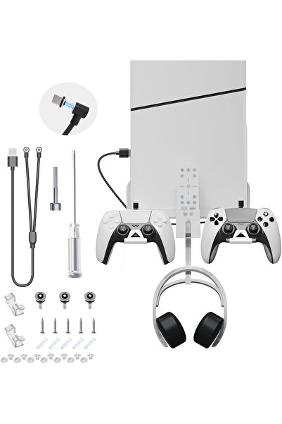 007 مجموعة حامل حائط رفيع لجهاز PS5 من JD Dwin - حامل معدني خفيف الوزن لوحدات...