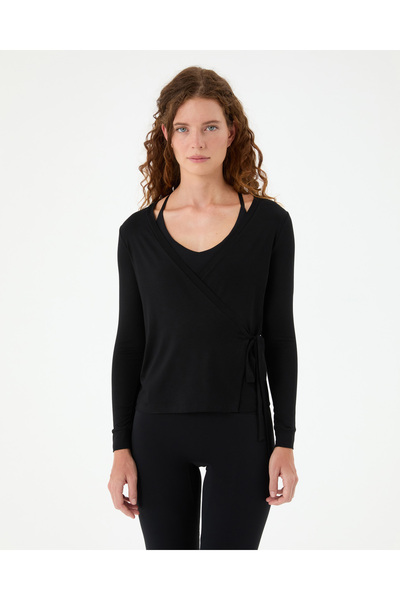 Ayma Active Μαύρη μπλούζα με κορδόνια