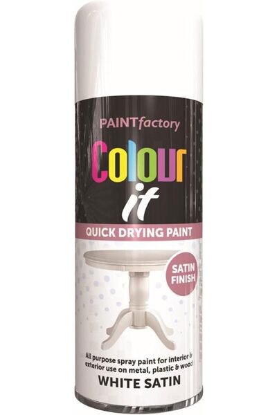 Paint Factory White Satin Spray Paint 400ml - Quick Drying High Performance Spray Paint