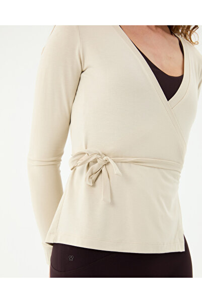 Ayma Active Cream Wrap Tie Blouse