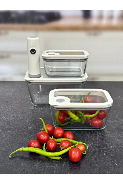 AROW Newness Şarjlı Vakumlu Cam Saklama Kabı Seti 4 Parça 2800-1450-910 ml