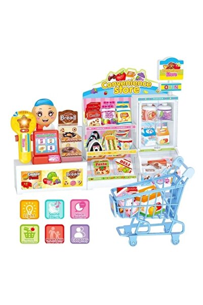 dalimag Set de jucării pentru supermarket cu cărucior de cumpărături mini, copii, plastic, 43 cm,