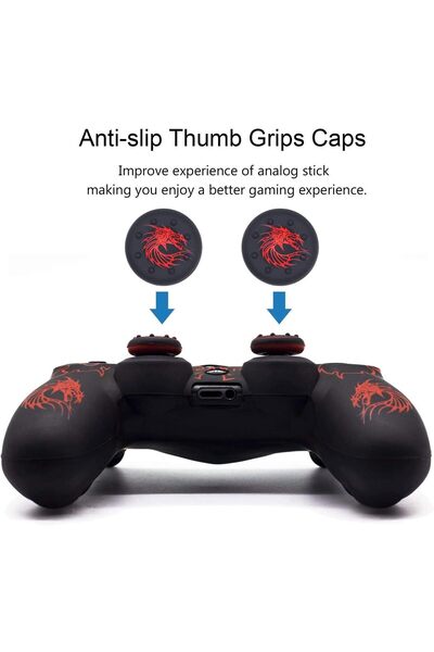 Other غطاء حماية سيليكون غير قابل للانزلاق لجهاز التحكم DualShock 4 PS4/PS4 Slim/Pro مع قبضة مخلب القط -