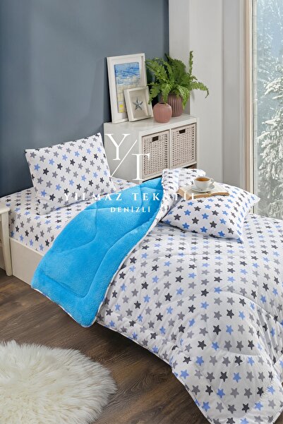 ChicMaison Μονό σετ ύπνου Puffy |   Με ελαστικό σεντόνι |   Μπλε Αστέρι