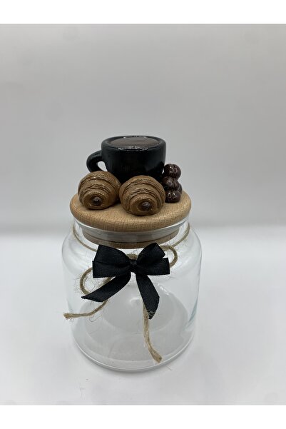 renklidüşler Siyah Fincan Figürlü Kahve&Kurabiye Kavanozu (1 Adet)