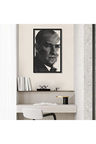 Yok Yok Abla Ahşap Duvar Dekoru Tablo - Atatürk 45x68 - 55x85