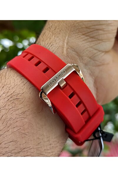 Raymond Star Serisi Kırmızı Silikon Erkek Kol Saati