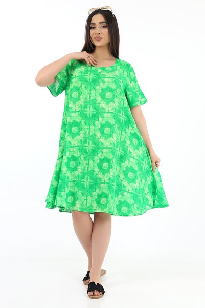 SCHIK Women's 3-Piece Viscose Dress Set–Green, Patterned Blue, Khaki–Comfortable and Stylish Casual Dress